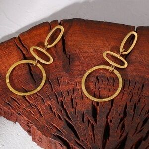 New 18k Gold Plated Circle Dangle Drop Geometric Earrings